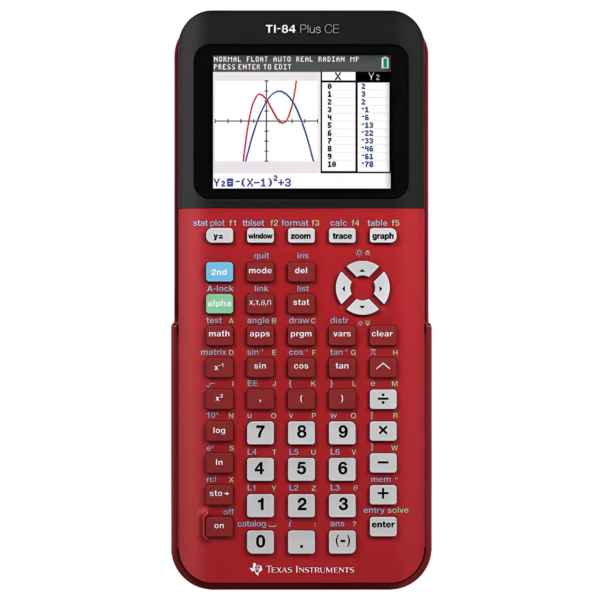 TI-84 Plus CE Color Graphing Calculator, Red