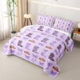 thumbnail image 3 of jejeloiu Purple Bow Pattern Twin Quilt Set Kids,Cute Western Cowgirls Boots Twin Coverlet Set For Girls,2 Pieces, 3 of 7