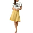 thumbnail image 2 of MODA NOVA Junior's Dots Stand Collar Short Sleeve Blouse White Black XXL, 2 of 6