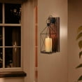 thumbnail image 6 of Sziqiqi Wall Candle Sconce Metal Lantern - Indoor Wood Rustic Candle Holder Decorative Black Candle Lantern for Farmhouse Yard Porch Pathway, 13.4" Wall Decorations Home Decor, Brown, 6 of 10