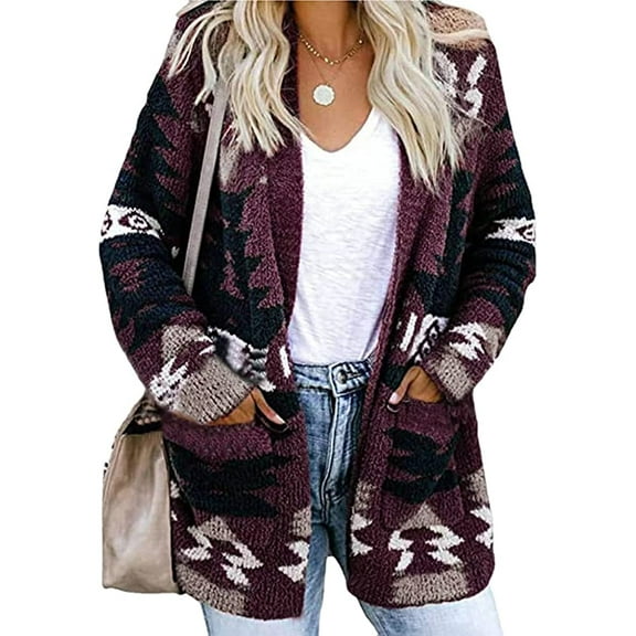 CoCopeaunts Women's Open Front Cardigan Fall Cable Knit Christmas Long Sleeve Sweaters Chunky Cardigan Wrap