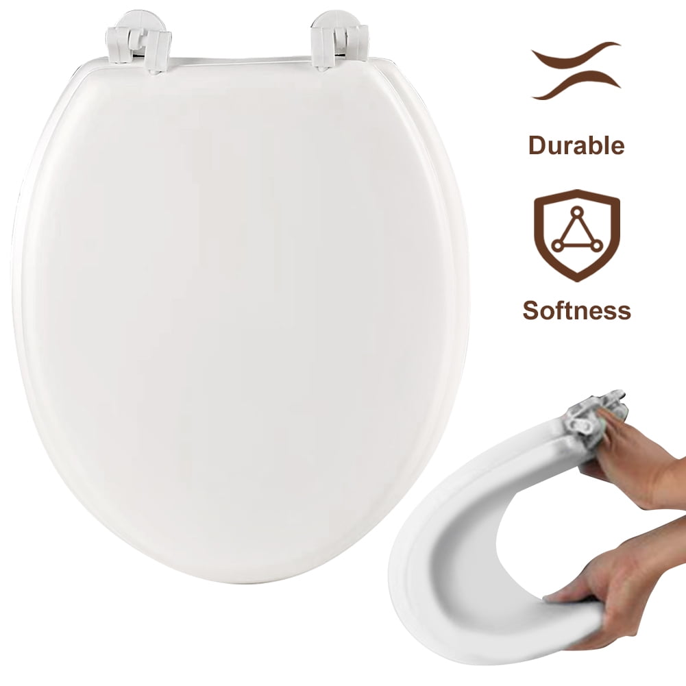 Soft Close Toilet Seat Round with Lid  White, Comfortable, Durable, Sturdy, Stain-Resistant and Easy to Clean,  Standard Toilets