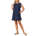thumbnail image 4 of INSPIRE CHIC Women's Summer Short Tank Dress Cap Sleeve Crewneck Casual Ruched Sundress Loose Shift Tunic Mini Dresses S Dark Blue, 4 of 6