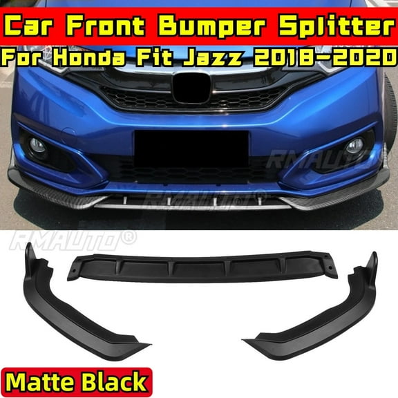For Honda Fit Jazz 2018-2020 Body Kit Front Bumper Spoiler Carbon Fiber Look Sport Style Front Bumper Splitter Car Accessories