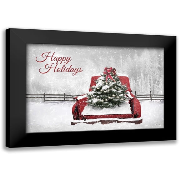 Deiter, Lori 14x11 Black Modern Framed Museum Art Print Titled - Happy Holidays Rusty Red Truck