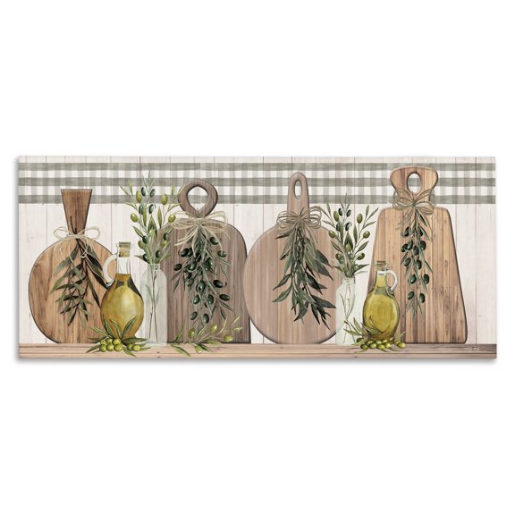 Stupell Industries Rustic Cutting Boards Food & Beverage Painting Gallery Wrapped Canvas Art Print Wall Art, 24 x 10