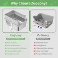 thumbnail image 2 of Caja de arena para gatos Zuqqony de acero inoxidable XL con tapa y accesorios, 2 of 7
