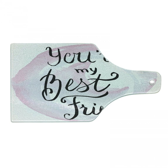 Best Friend Cutting Board, Cursive Texting on Pastel Watercolor Circles, Decorative Tempered Glass Cutting and Serving Board, in 3 Sizes, by Ambesonne