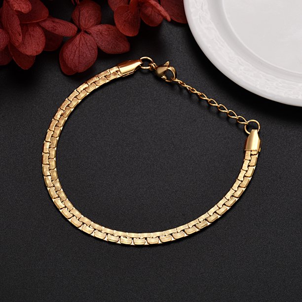 Pulseras de cadena clásicas para hombres y mujeres, oro de 18K, plata, fiesta de boda, regalo de aniversario, joyería de diseñador Original, 18 + 5cm