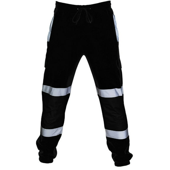 Edvintorg Men's Casual Pants Stitched Silver Plush Reflective Strip Leggings