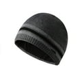 thumbnail image 2 of XIAOCHA Women’S Stripe‑Print Beanie，Solid‑Rib Fall‑Winter Outdoor Toque,Dark Gray, 2 of 5