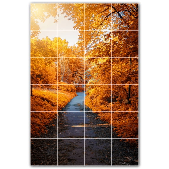 Picture-Tiles.com: Autumn Ceramic Tile Wall Mural WAL500017-46S. 17"W x 25.5"H using (24) 4.25" x 4.25" Ceramic Tiles-Satin Finish