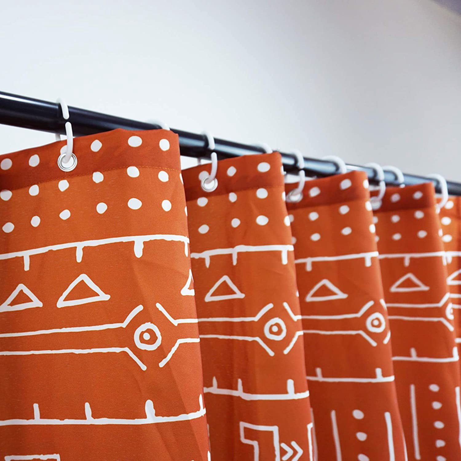 Mudcloth Stall Shower Curtain, 36-Inch Ethnic African Inspired Boho Small Fabric Bathroom Shower Curtain Sets Mud Cloth Decor, Heavy Weighted & Waterproof (Rusty Red, 36 x 72)
