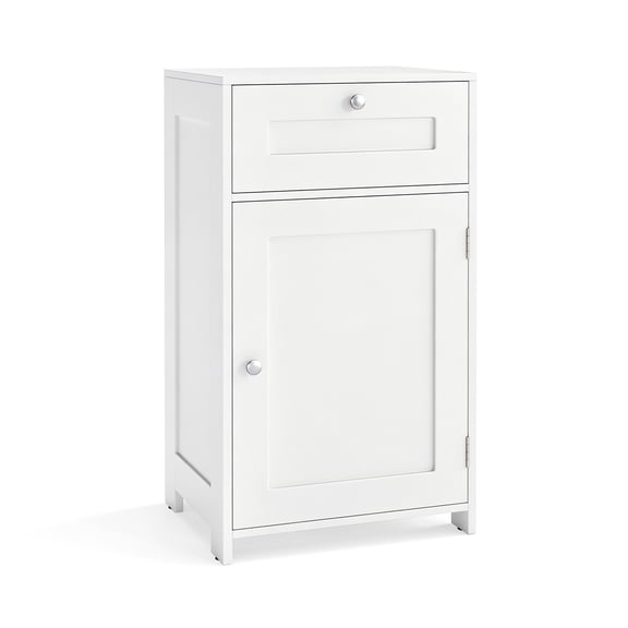 Costway Floor Storage Cabinet Bathroom Organizer Cupboard Drawer Shelf Bath Towel White