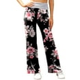 thumbnail image 4 of WREESH Womens Pajama Pants Comfy Pajama Pants Wide Leg Lounge Palazzo Yoga Pants Casual Loose Printed Fold Waist Pants Pink, 4 of 8
