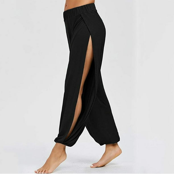 nsendm Unisex Pants Adult plus Size Yoga Pants for Women 5xl Women's Split  Exercise Stretch High Solid Pants Yoga Pants plus Size for Women(Black, L)  