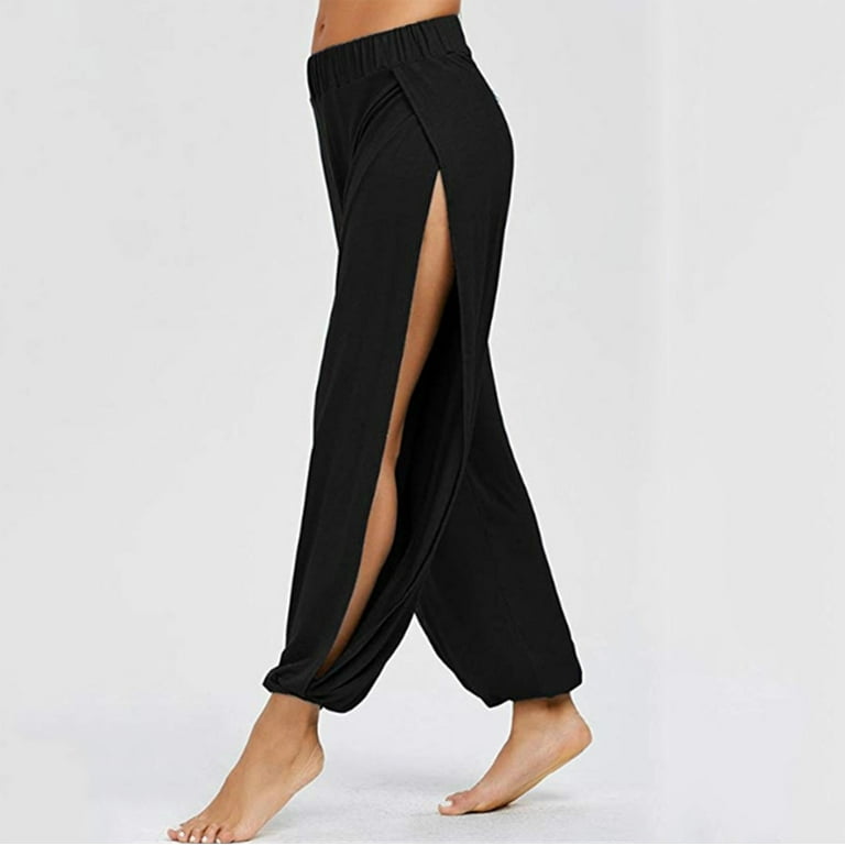 Cathalem Yoga Pants plus Size for Women 4x Exercise Color Yoga High Split  Leisure Stretch Pants Running Long Yoga Pants for Women Pants Black Small 
