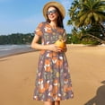 thumbnail image 4 of Naloa Cute Little Fox Print Womens Summer A-Line Dress with Pockets,Short Sleeve Dresses,Flowy Beach Swing Dress for Vacation Travel, 4 of 6
