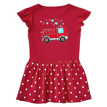 

Inktastic Valentine Fire Truck with Hearts Gift Toddler Girl Dress