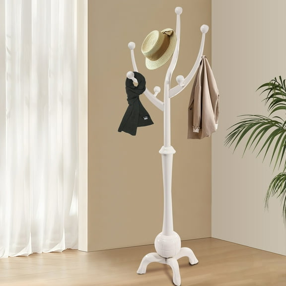 Wooden 8 Hooks Clothes Rack Hat Coat Rack Tree Stand Hanger Bedroom Living Room