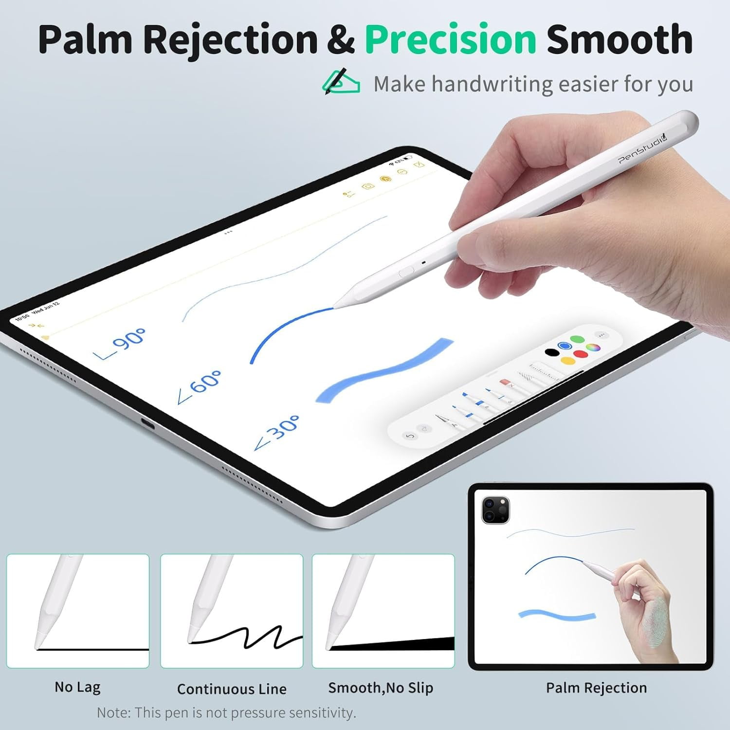 Touch pen suitable for Apple iPad (2018 - 2025 model) | Faster charging | Customizable functions | Quick switching