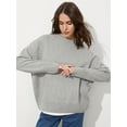 thumbnail image 3 of Jersey de cuello redondo para mujer, Jersey elegante de manga larga, holgado, grueso y cálido, informal, otoño 2024, 3 of 5