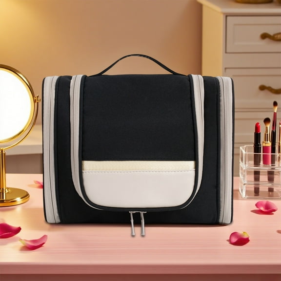 Qiweii Portable Large Capacity Double Opening Storage Bag Cosmetic Bag Toiletry Bag for Business Trips Travel Home Toiletries Cosmetics Organizer