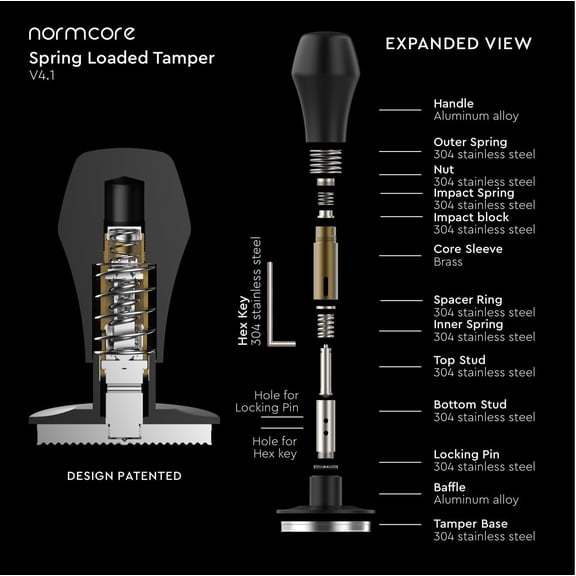 58.5mm Coffee Tamper with Click Sound Feedback, Spring Loaded Tamping Tool for Espresso Machines