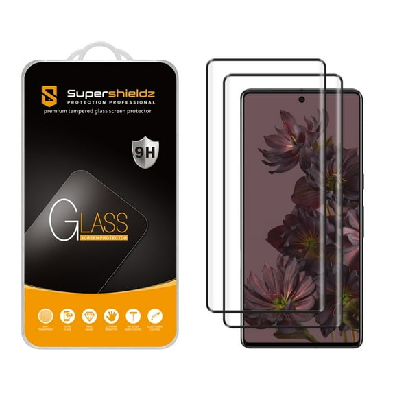 (2 Pack) Supershieldz Designed for Google (Pixel 7 Pro) Tempered Glass Screen Protector, 3D Curved Glass, Anti Scratch, Bubble Free (Black)