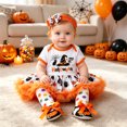 thumbnail image 6 of KPOPLK 4 Piece Baby Girl Halloween Tutu Outfit 3 6 9 12 18 Months Skirted Romper+Headband+Socks +Shoes Halloween Clothing Set Size 0-3 Months,Orange, 6 of 9