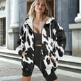 thumbnail image 3 of SCRAWLGOD Cow Print Streetwear Full Zip Up Hoodies for Women Casual Fashion Outfits Trendy Hooded Clothing Drawstring Pockets Cardigan with Drop Shoulder Design, 4XL, 3 of 7