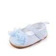 thumbnail image 5 of Baby Girls Mary Jane Flat Shoes with Lace Bowknot Soft Sole Walking Shoes Breathable Canvas Shoes Sky Blue 4 Infant, 5 of 6