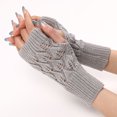 thumbnail image 5 of Calentadores de brazo de invierno, guantes de punto sin dedos para mujer, guantes de pantalla táctil para escribir y conducir, 5 of 5