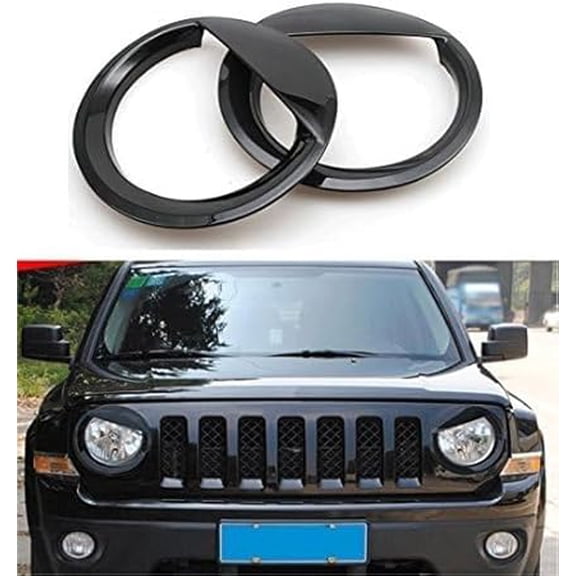 for Jeep Accessories Bezels Front Light Headlight Angry Bird Style Trim Cover ABS Compatible with Jeep Patriot 2011-2017 Model Mods Decor (Black)
