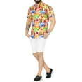 thumbnail image 2 of LA LEELA Mens Hawaiian Shirts Short Sleeve Button Down Shirt Men's Tropical Shirts Casual Holiday Summer Party Caribbean Shirts for Men Funny XS Tropical, Orange, 2 of 7