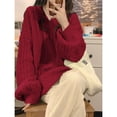thumbnail image 4 of Suéter rojo con cuello en V para mujer, estilo coreano, para Navidad, otoño e invierno, popular, para cumpleaños, 4 of 5