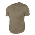 thumbnail image 3 of SWSMCLT Men's Breathable Henley Shirt Fall Cotton Loose Button Date Patch Pocket Home Tee Casual T Shirt Comfy Chic Army Green X-Large, 3 of 5