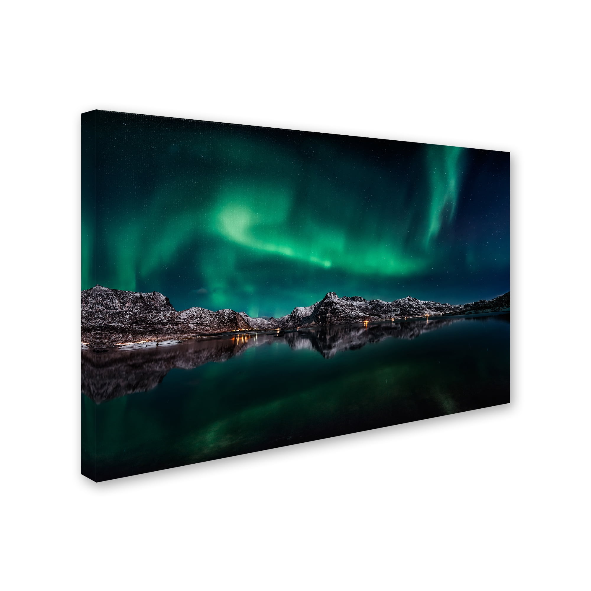 Trademark Fine Art 'Lofoten Aurora Reflection' Canvas Art by Javier De La
