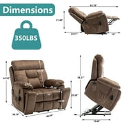 26 Inch Wide Seat Recliner Chair for Adults and Elderly, UHOMEPRO Oversized Power Lift Recliner Chair with Heat and Massage, Overstuffed Headrest, 350 lb Capacity, Brown