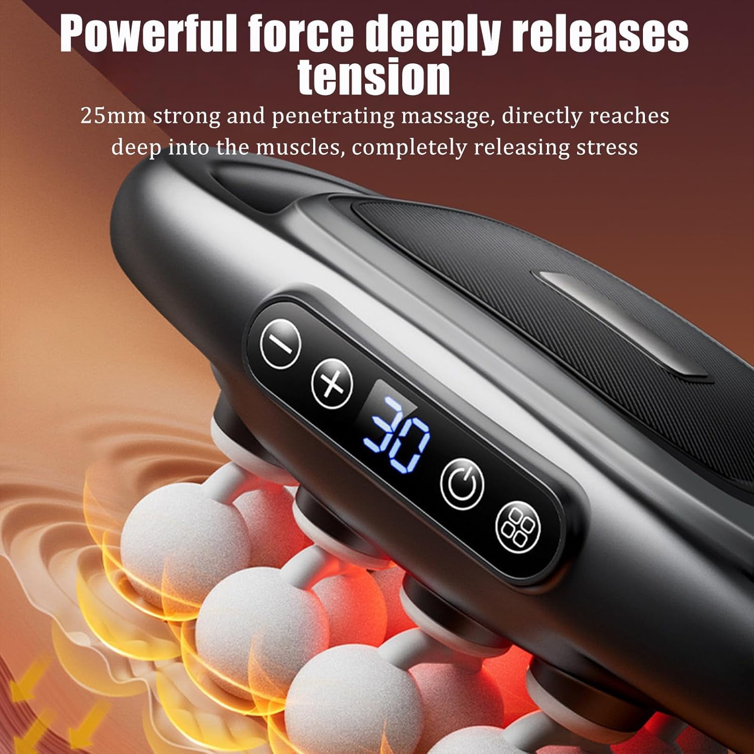 Pameza Massager, 16/8 Head Massage Gun Deep Tissue, 30 Gears, 3 Modes, 48kg Striking Force, Suitable for Deep Tissue Any Part of The Body (Black-16 Head)