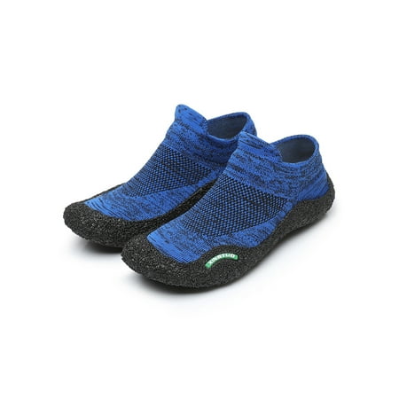 

Daeful Unisex Shock Absorption Mid Top Sneakers Athletic Non-slip Indoor Breathable Barefoot Sock Shoes Blue 5.5-6