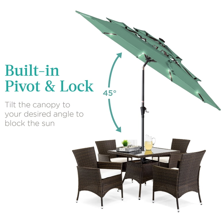 amazon patio umbrella base 9 Foot with Stand and Solar Lights Nolan N70-2 X Torpedo Light assembly required. cat://skiing Color:Lauren's Pink Stripe
