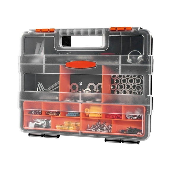 3-Pack Small Parts Organizer, 21-Compartment Stackable Storage Box with Removable Dividers, Interlocking Design for Hardware, Crafts & Office Supplies