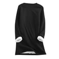 thumbnail image 3 of Chrismas Sweaters Womens Long Tops for Leggings with Pockets Sherpa Lined Xmas Print Crewneck Pullover Tunics (M, Black), 3 of 6