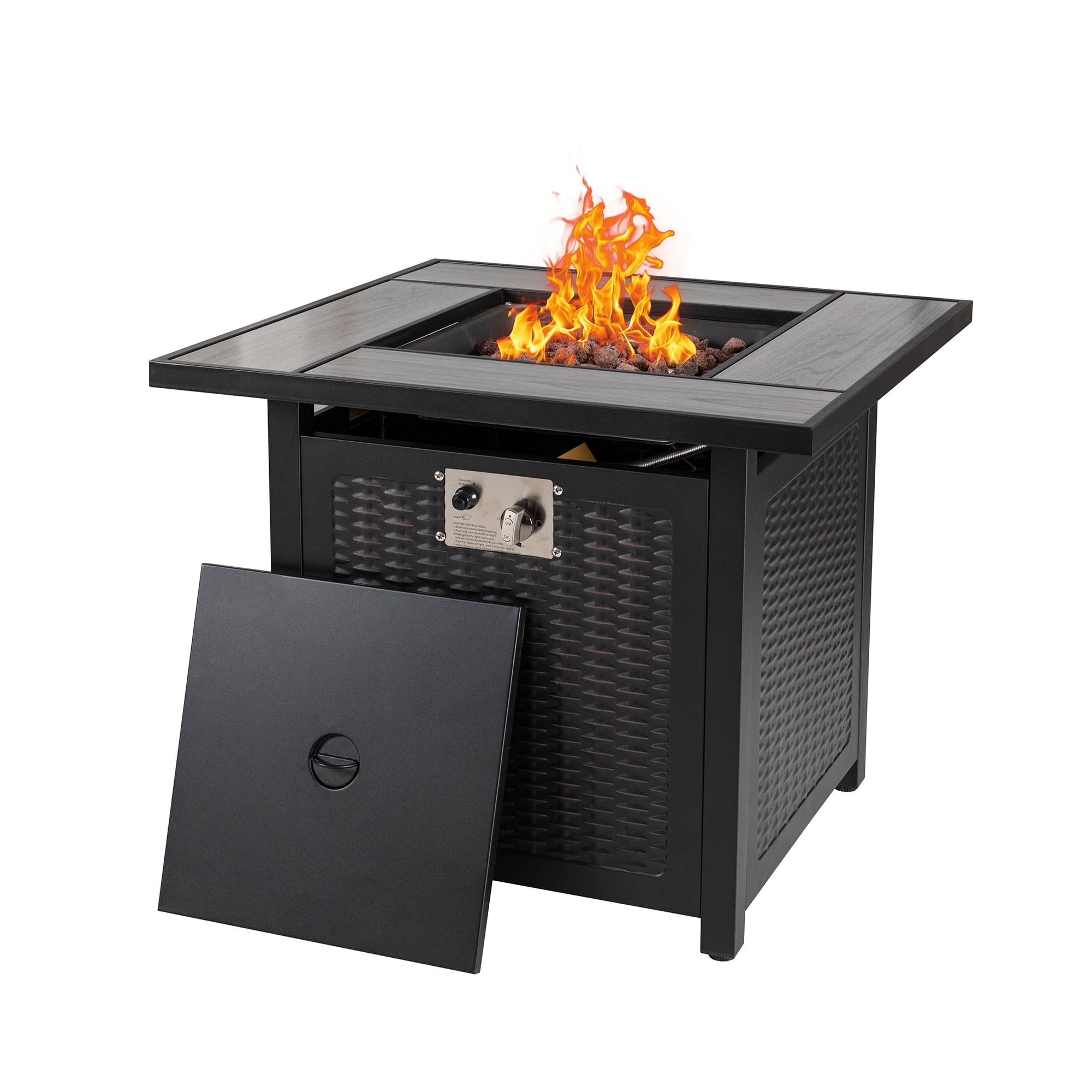 Walsunny 30" Propane Fire Pit Table 50,000 BTU Steel Gas Fire Pit with