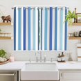 thumbnail image 2 of Geometric Stripe Kitchen Curtains 63 Inch Length, Ombre Farmhouse Blue Vertical Striped Grommet Top Bedroom Living Room Curtains, Light Filtering Cafe Curtain Drapes 2 Panels Set 104''x63'', 2 of 9