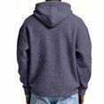 thumbnail image 7 of Hsovts Mens Waffle Knit Full Zip Hoodies Loose Pocket Drawstring Jacket Winter Warm Outdoor Casual Hoodie Navy M, 7 of 7