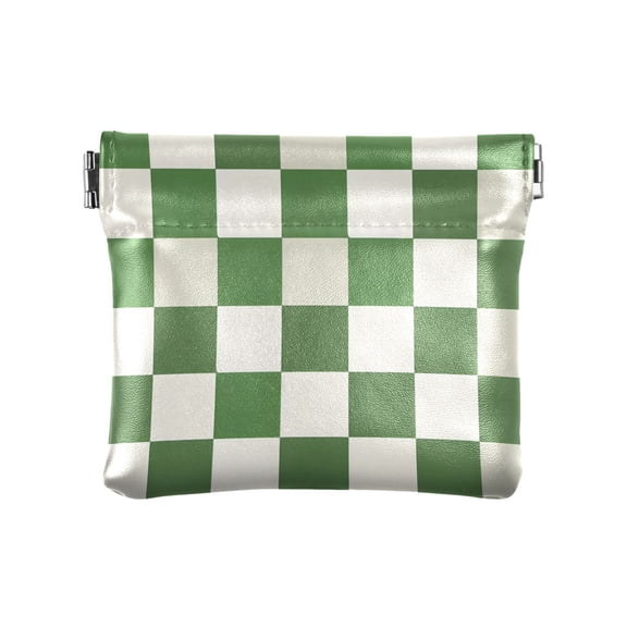 Green-white Plaid Women's Coin Purses Change Pouches Wallets Makeup Bags Portable Jewelry Bags Cosmetic Accessories