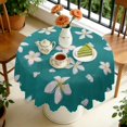 thumbnail image 4 of Round Tablecloth Table Style Cover 60 Inch Polyester Waterproof Stain Wrinkle Free flower Design, 4 of 5