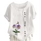 thumbnail image 1 of Camiseta Casual de Manga Corta con Botón de Cuello Redondo de las Mujeres, Tops Cortos para las Mujeres, 1 of 3